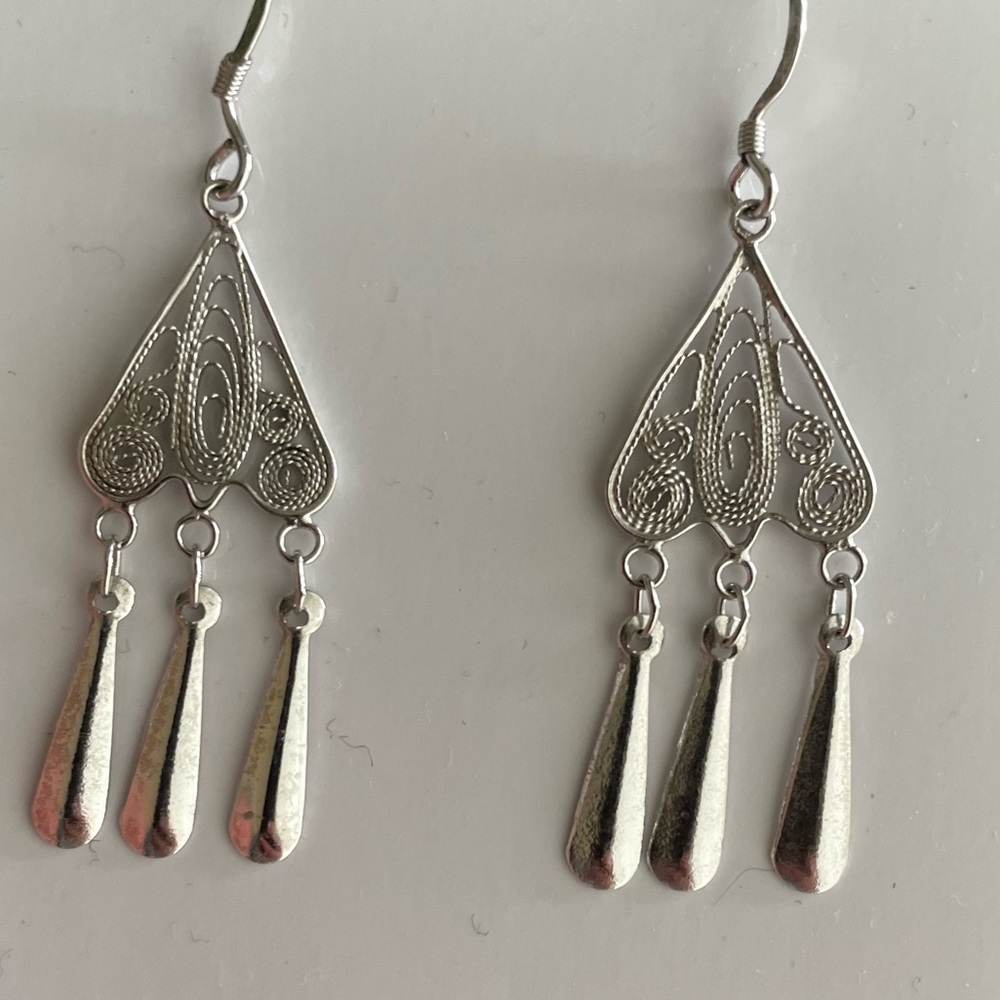 Sterling Silver Filigree Dangle Earrings - NWOT - Picture 2 of 3